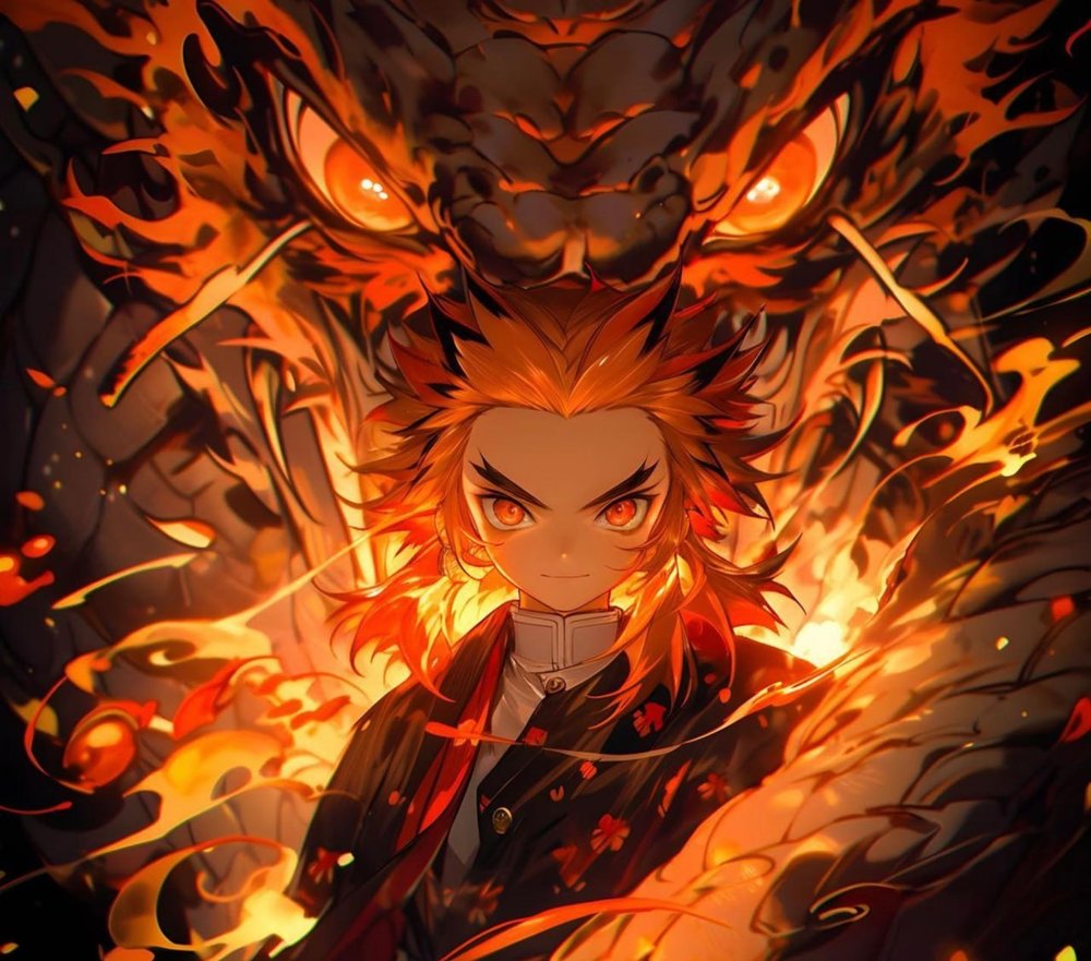 Flaming Fire Spirit Anime Character