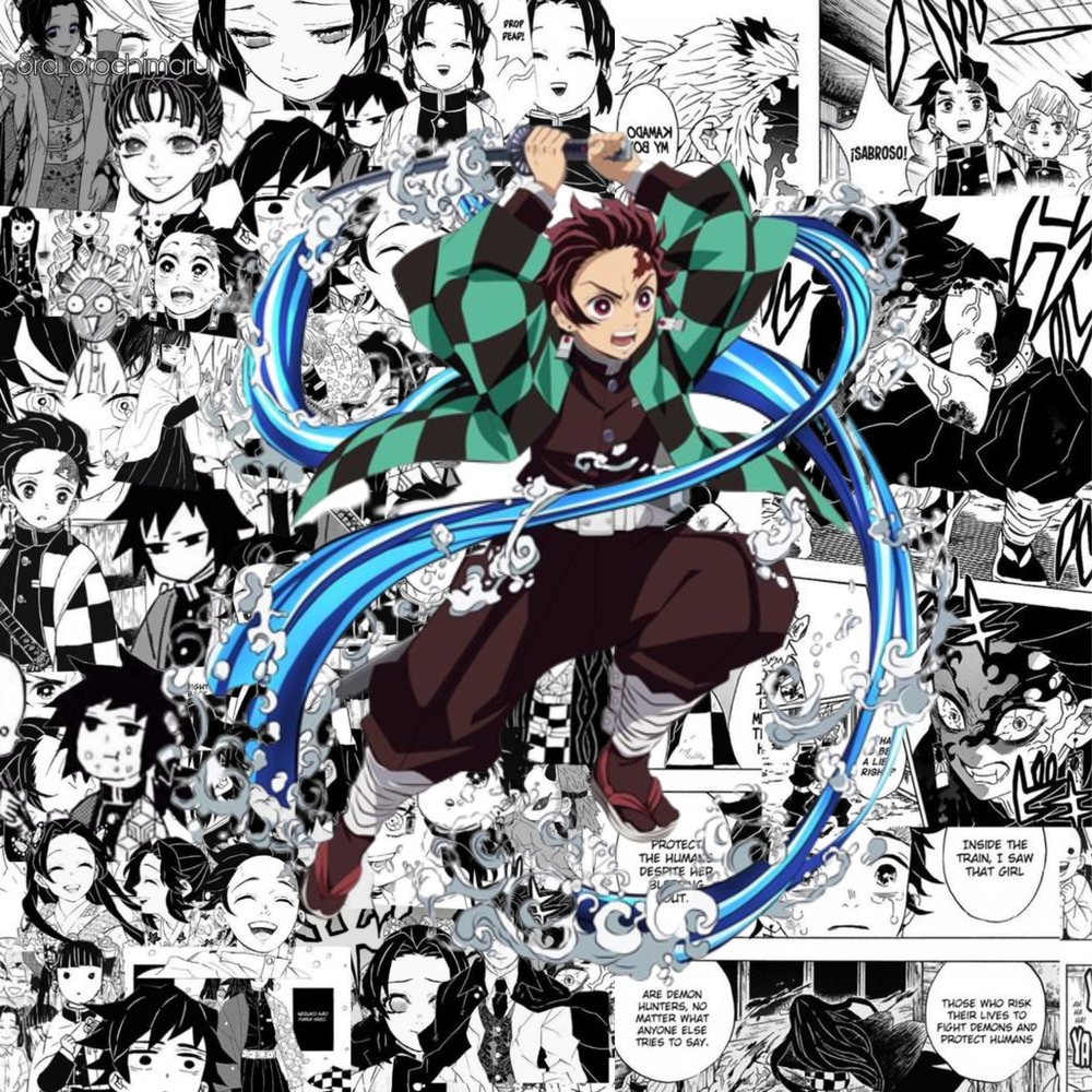 Demon Slayer Manga Collage — Multicolor Anime