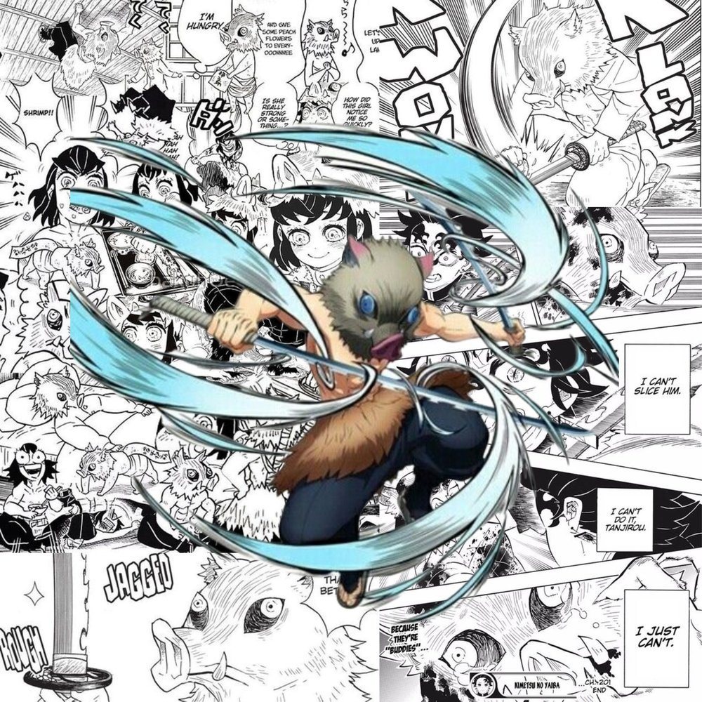 Boar Mask Swordsman Anime Collage