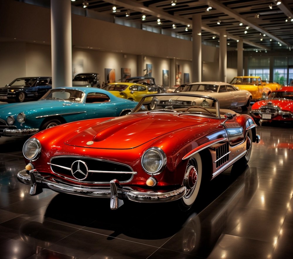 Red Vintage Mercedes 300SL Roadster