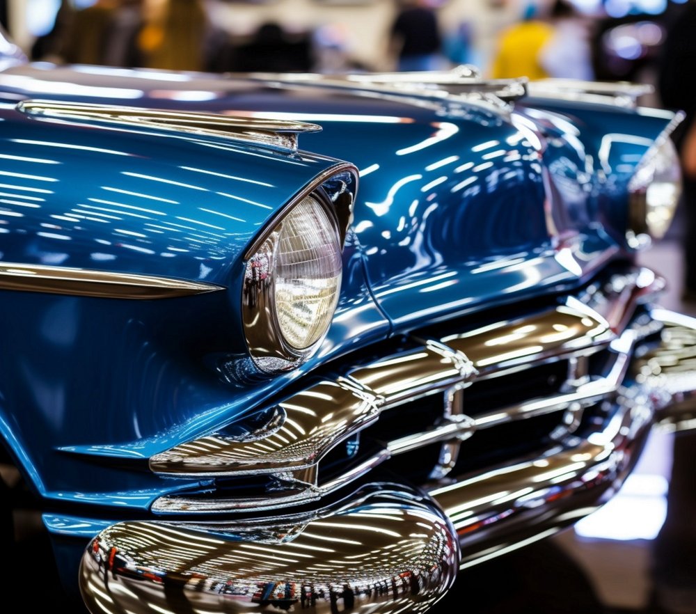 Classic Blue Chrome Car Detail