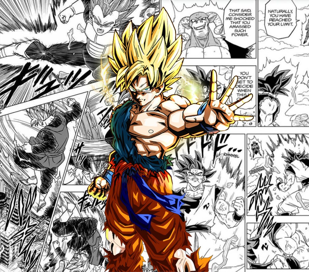 Super Saiyan Goku Manga Panel — Multicolor Anime