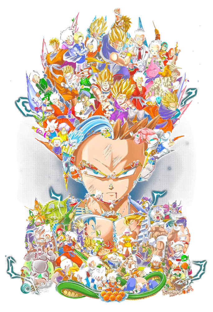 Dragon Ball Z Character Collage — Multicolor Cartoon 2