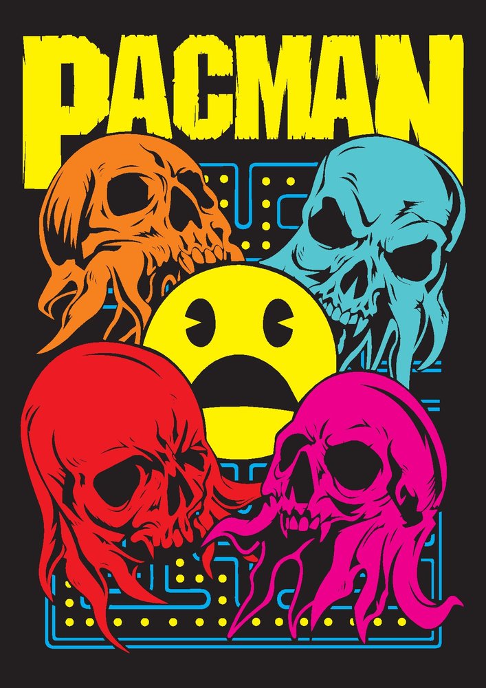 Pac-Man Retro Arcade Skulls