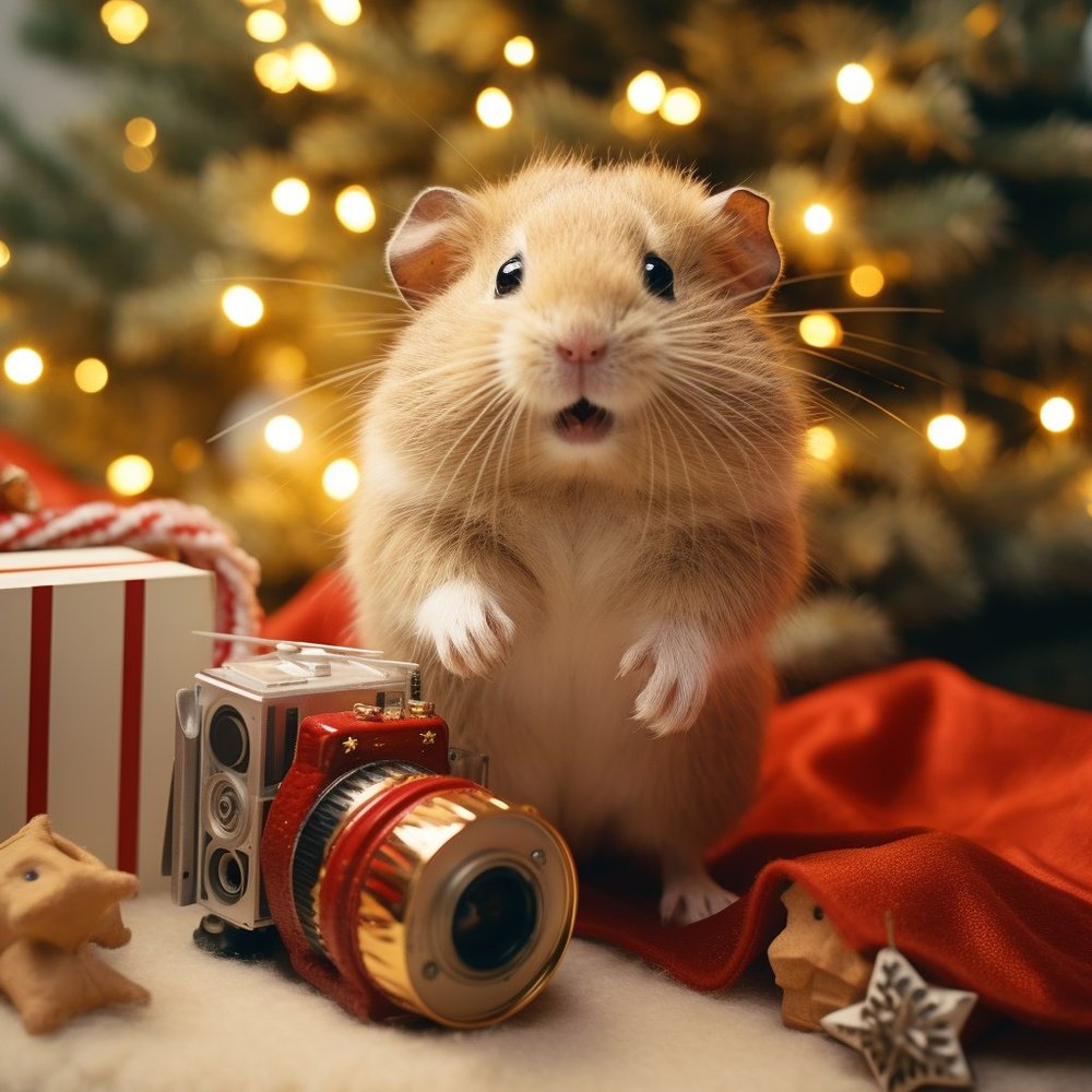 Festive Hamster With Camera Holiday