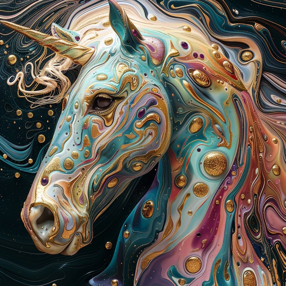 Ornate Liquid Gold Unicorn
