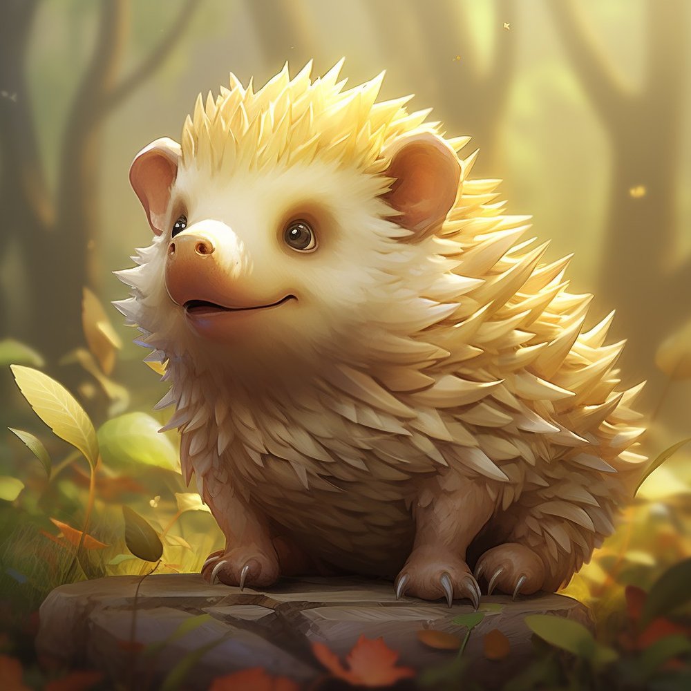 Cute Golden Hedgehog Character
