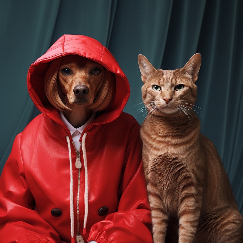 Dog and Cat Buddies Portrait