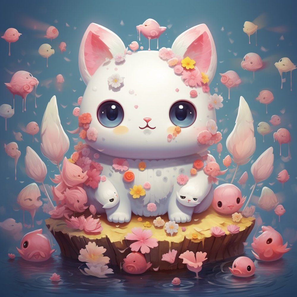 Cute Flower Cat Garden