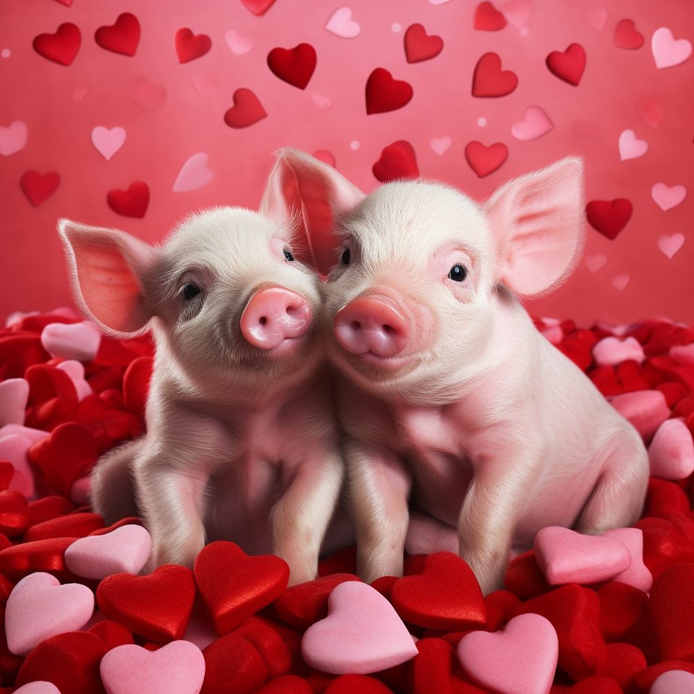Cute Piglets Valentine Love