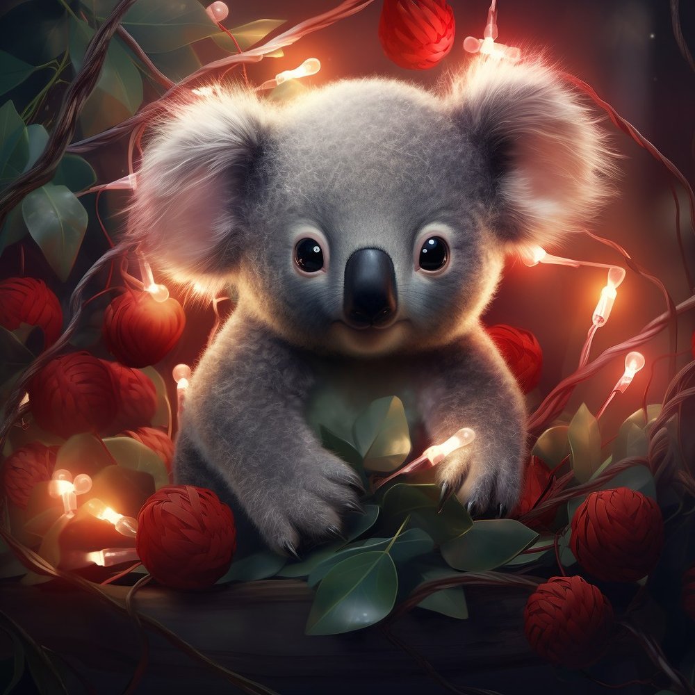 Christmas Koala With Festive Lights