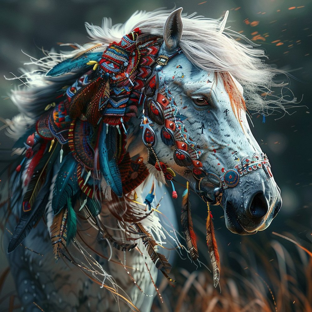 Native American Tribal Decorated Horse