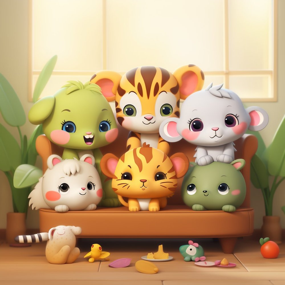 Cute Safari Animals on Couch