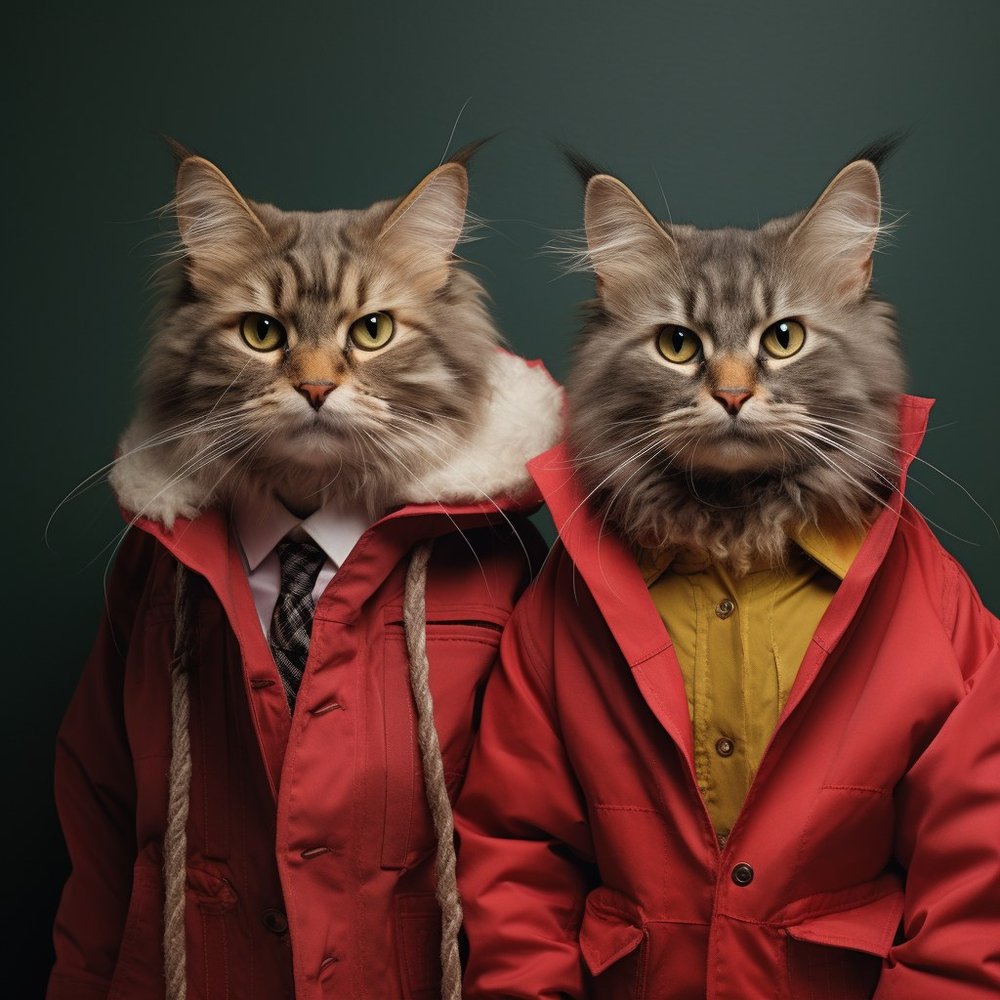 Cats In Red Jackets