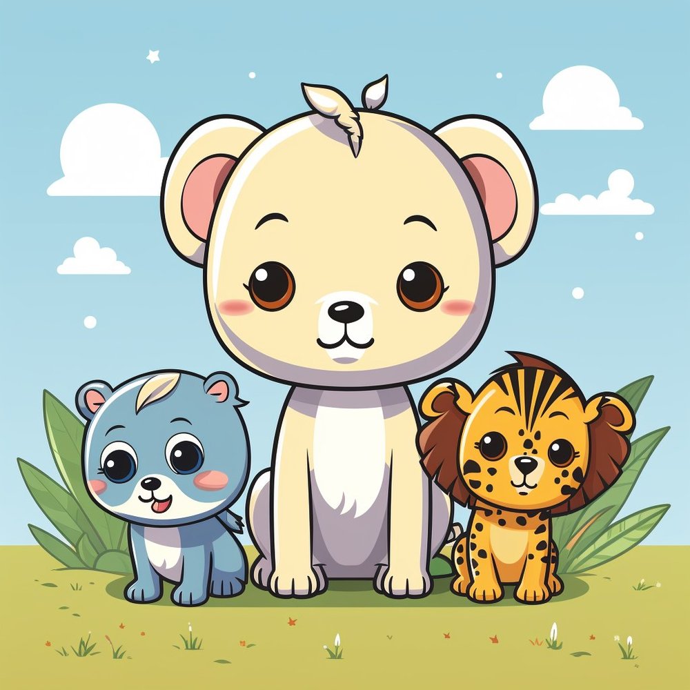 Kawaii Safari Animals Group — Multicolor Cartoon 2
