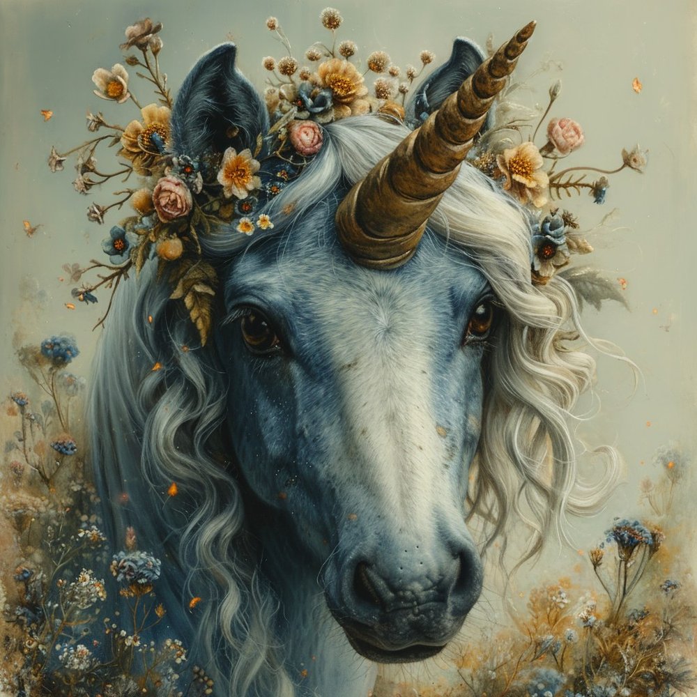 Floral Unicorn Head Portrait