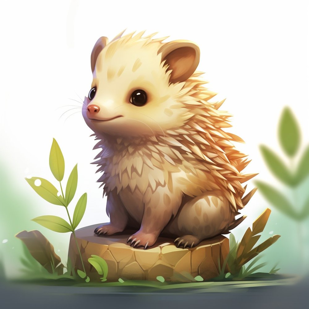Cute Hedgehog On Log