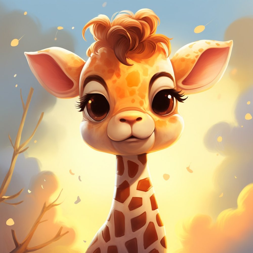 Cute Kawaii Giraffe Portrait