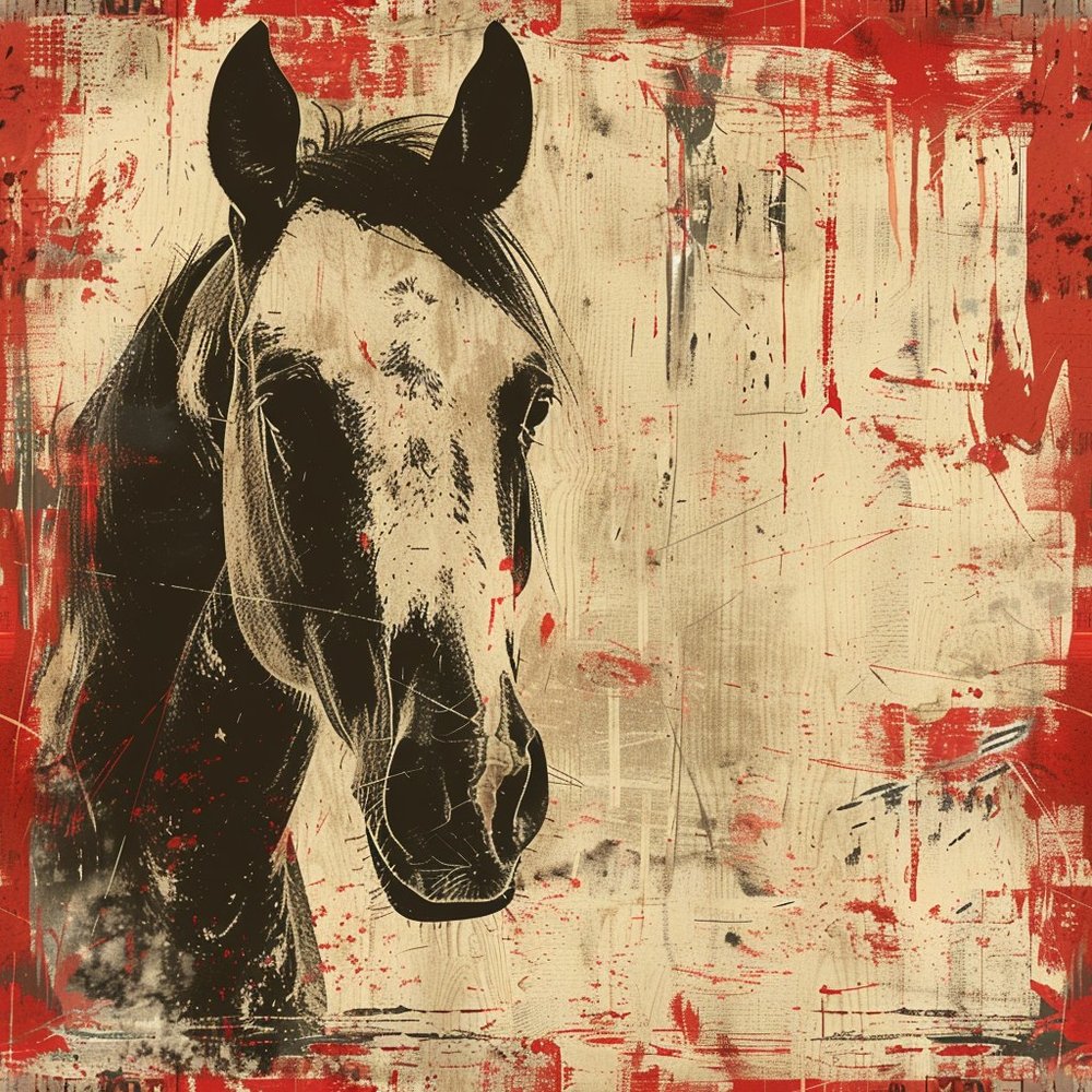Horse Head Grunge Red