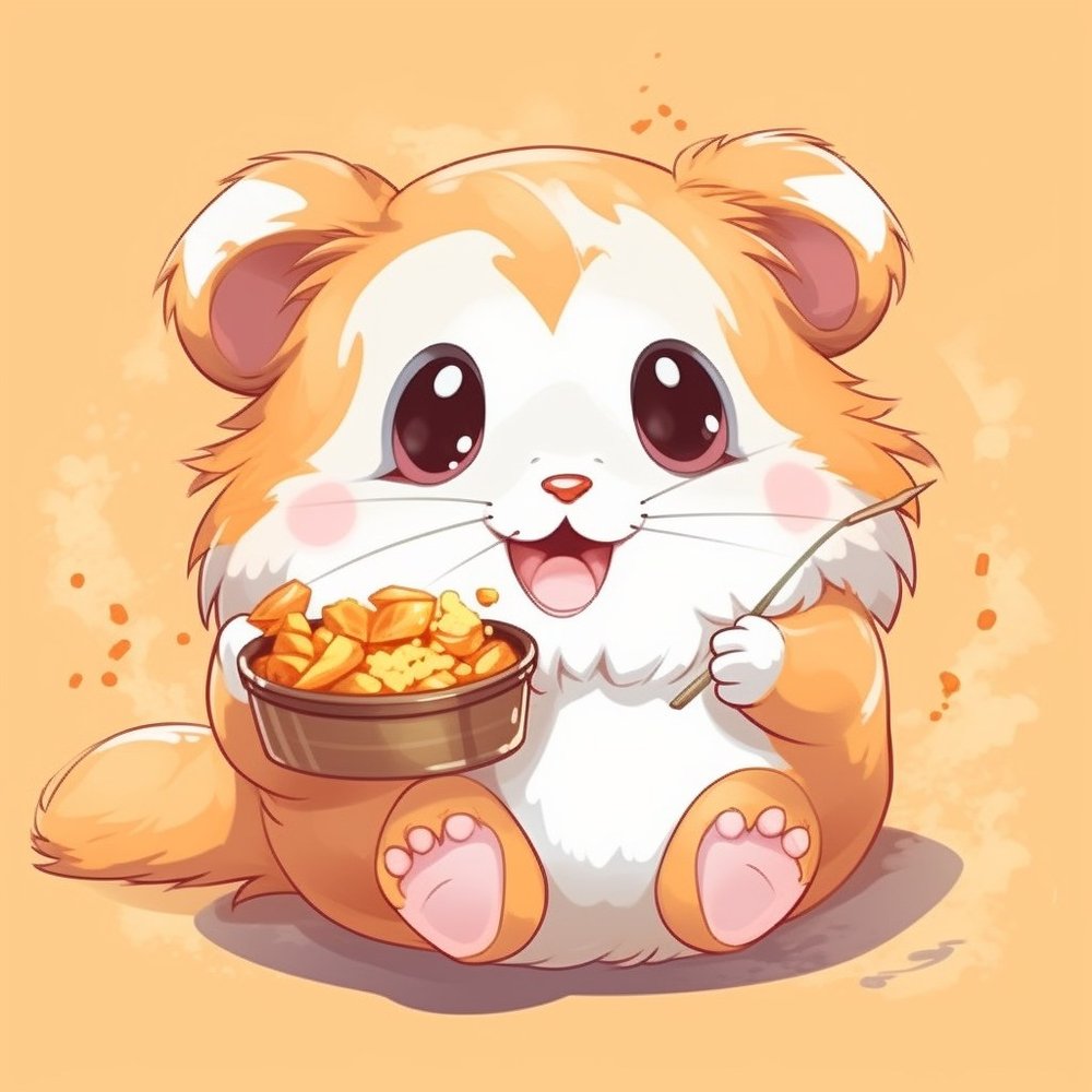 Cute Hamster Eating Fries — Cream Cartoon