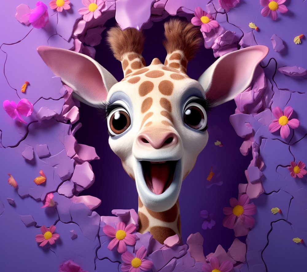 Happy Baby Giraffe Floral
