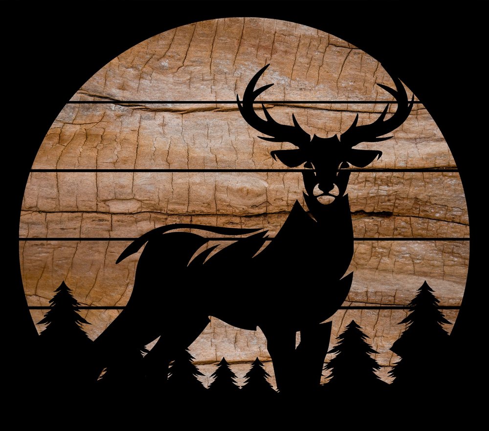 Deer Silhouette Forest Wood