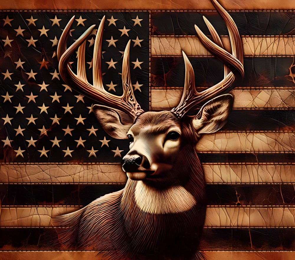 Patriotic Buck with American Flag