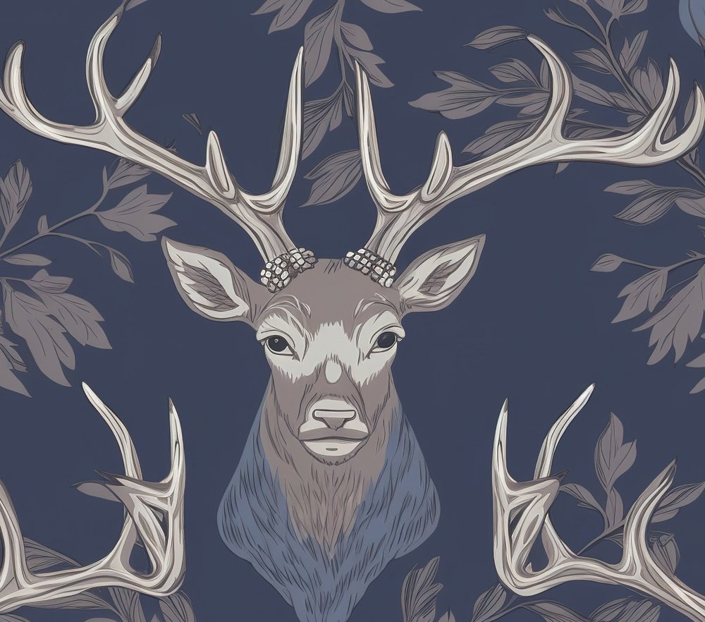 Ornate Deer Head With Antlers