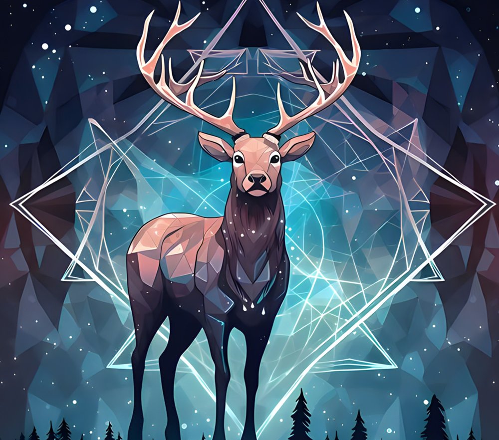Cosmic Deer Geometric Mandala