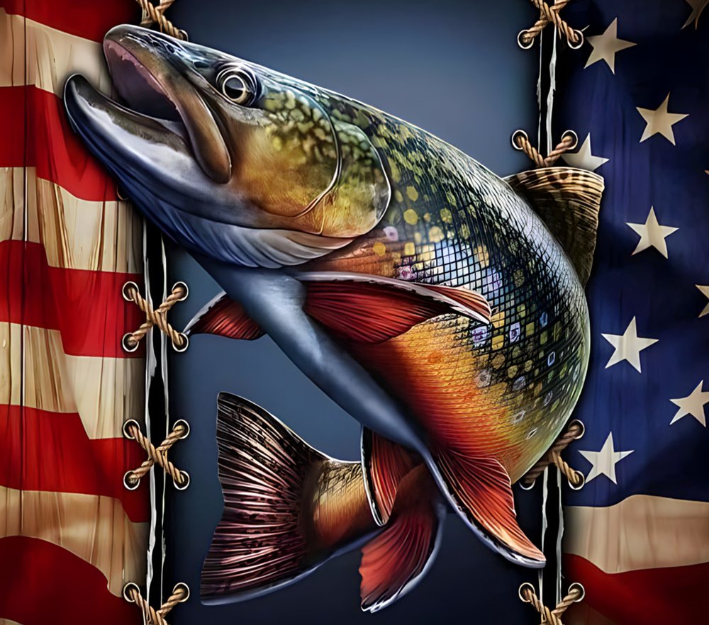 Patriotic Trout Fishing Design