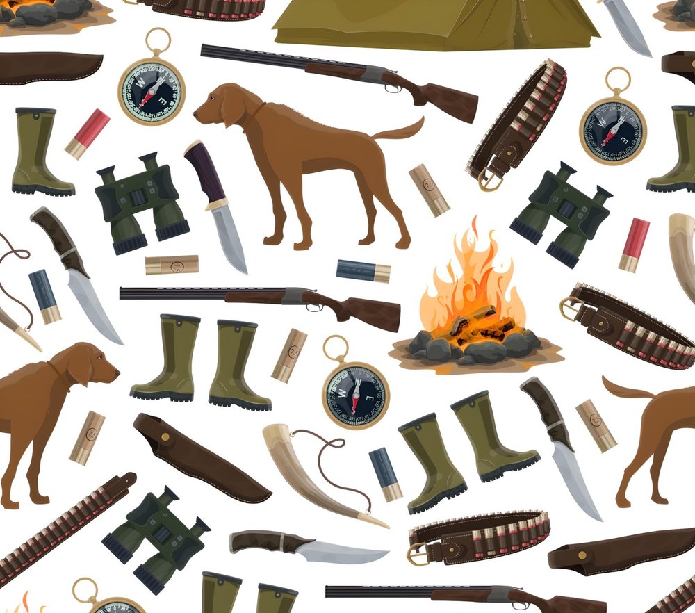 Hunting Gear Seamless Pattern