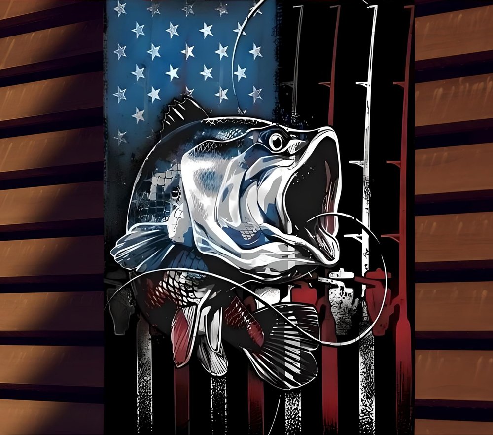 Patriotic Bass Fishing Design