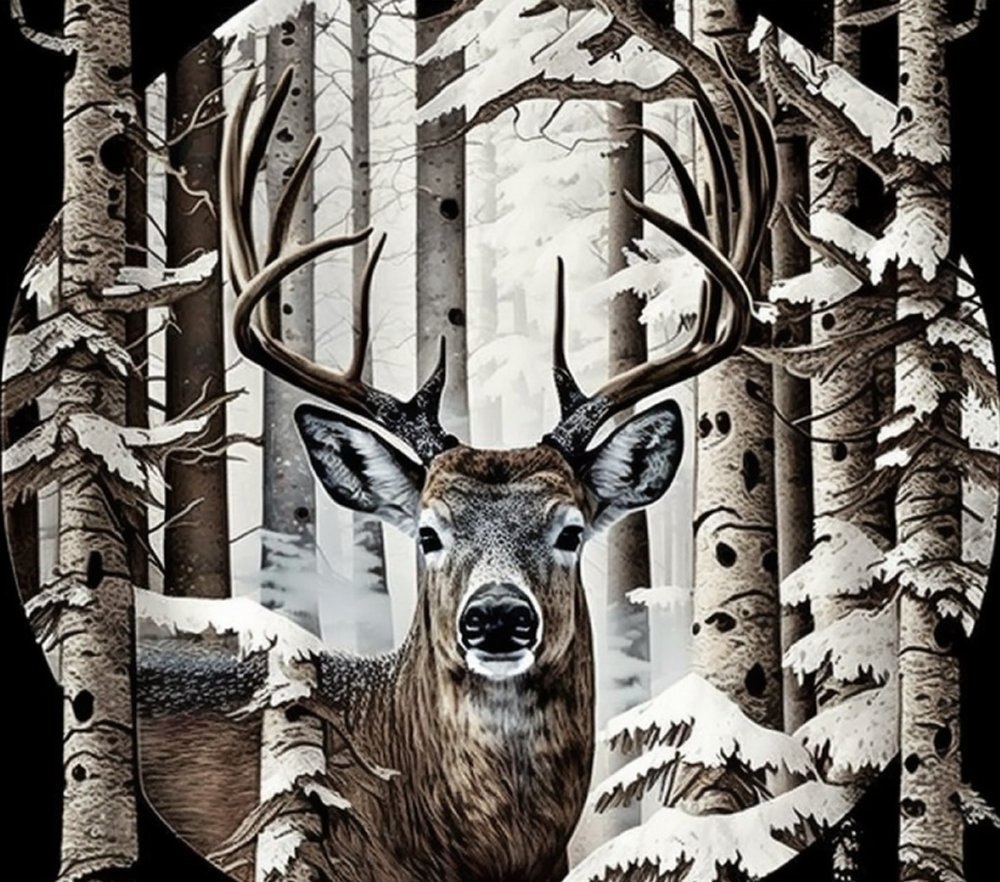 Winter Deer Forest — Multicolor Photorealistic