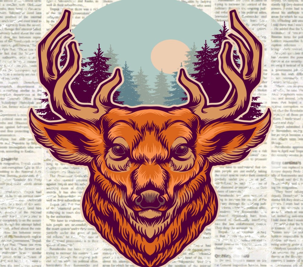 Mystical Deer With Forest Scene