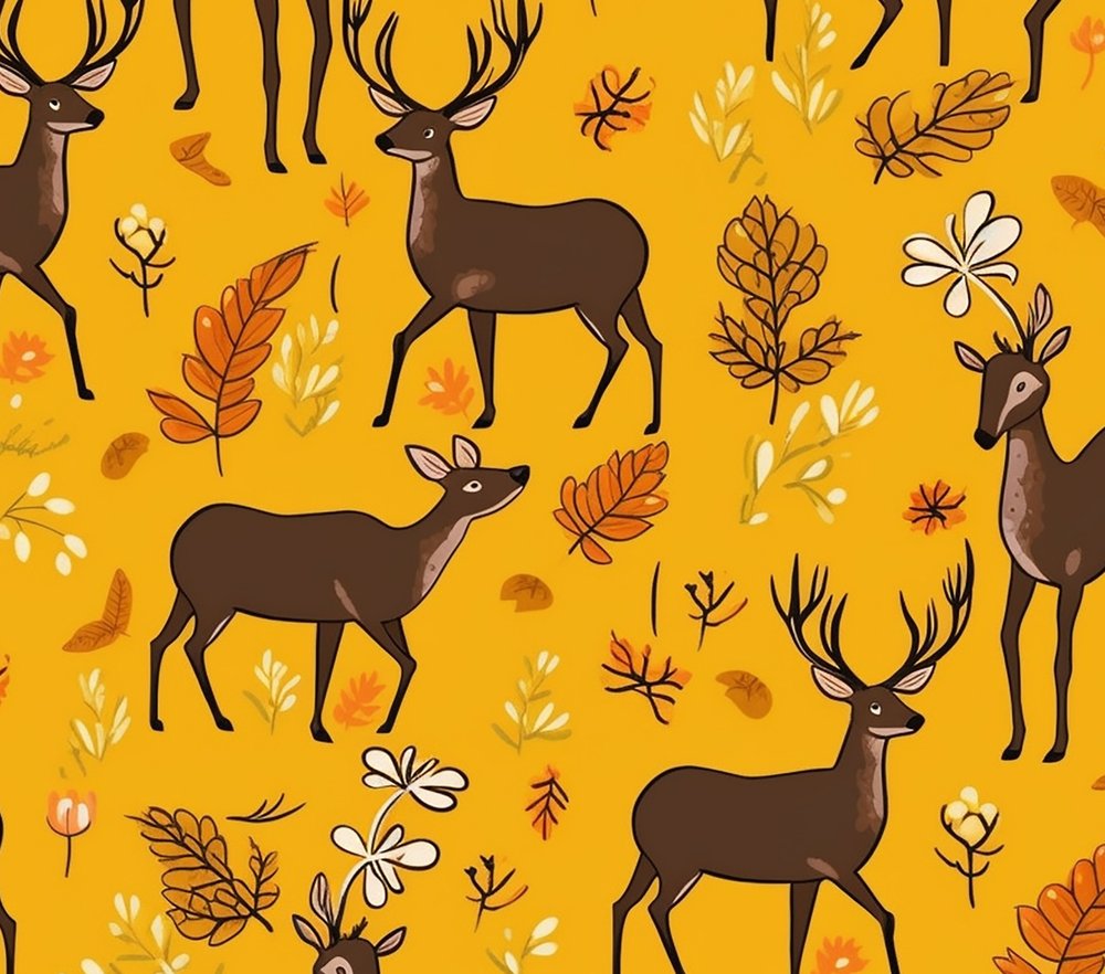 Autumn Deer Seamless Pattern