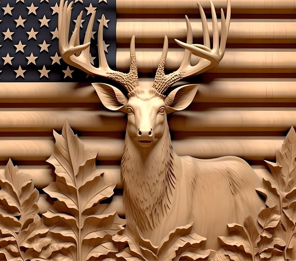 Patriotic Buck American Flag