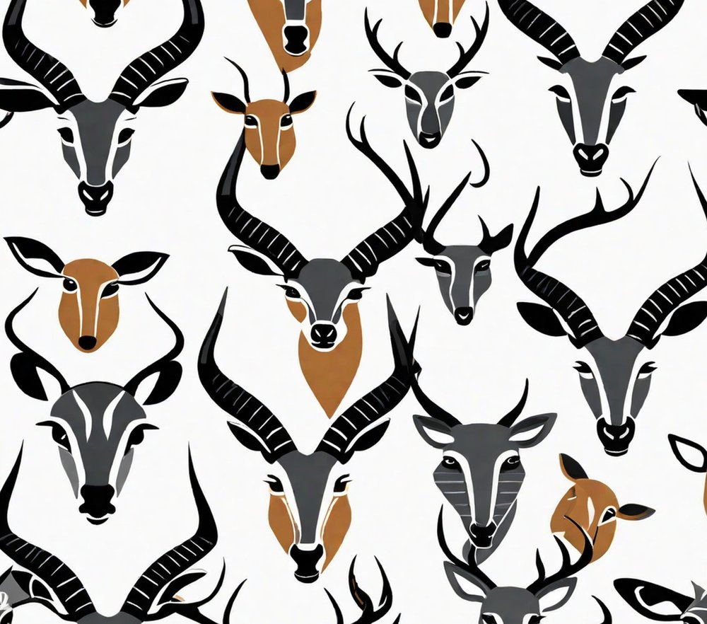 African Antelope Heads Pattern