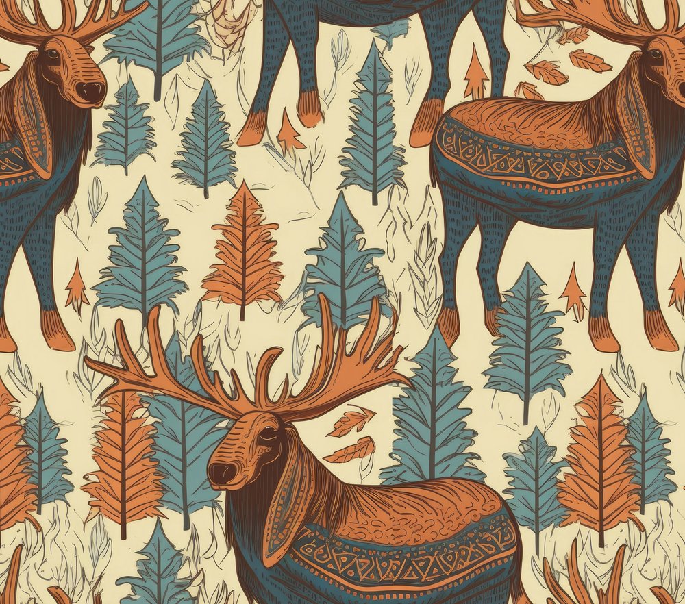 Moose Forest Woodland Pattern