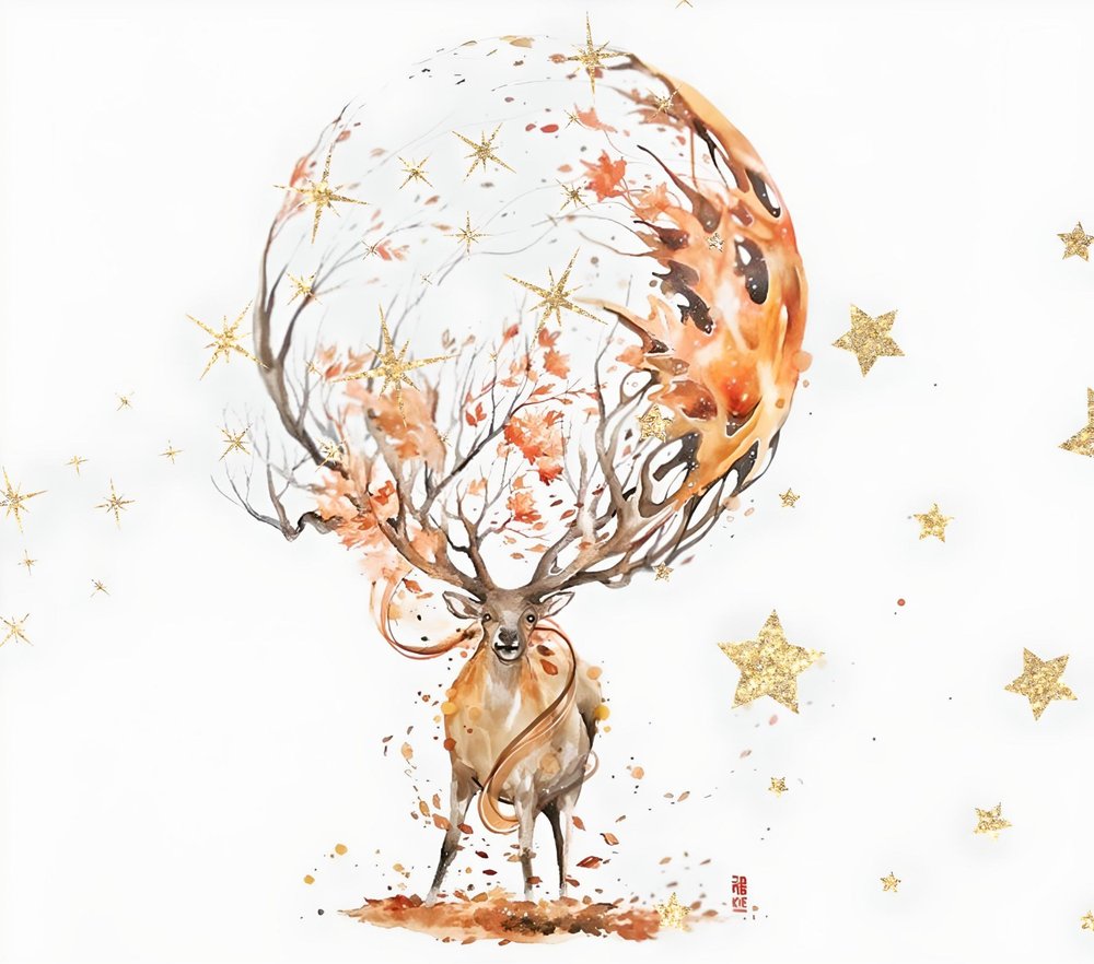 Magical Autumn Deer With Stars