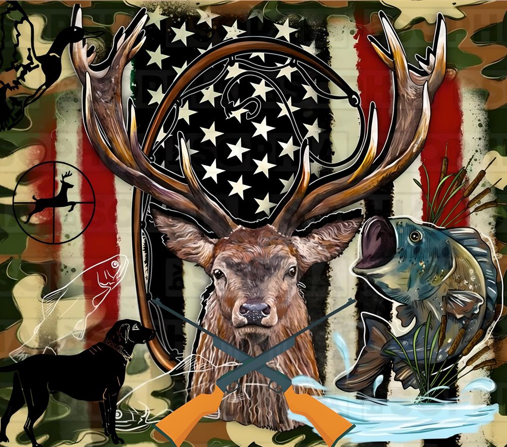 Patriotic Deer Hunting Collage