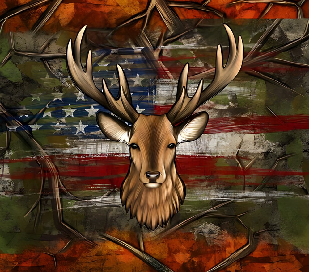 Patriotic Buck With Camo Overlay