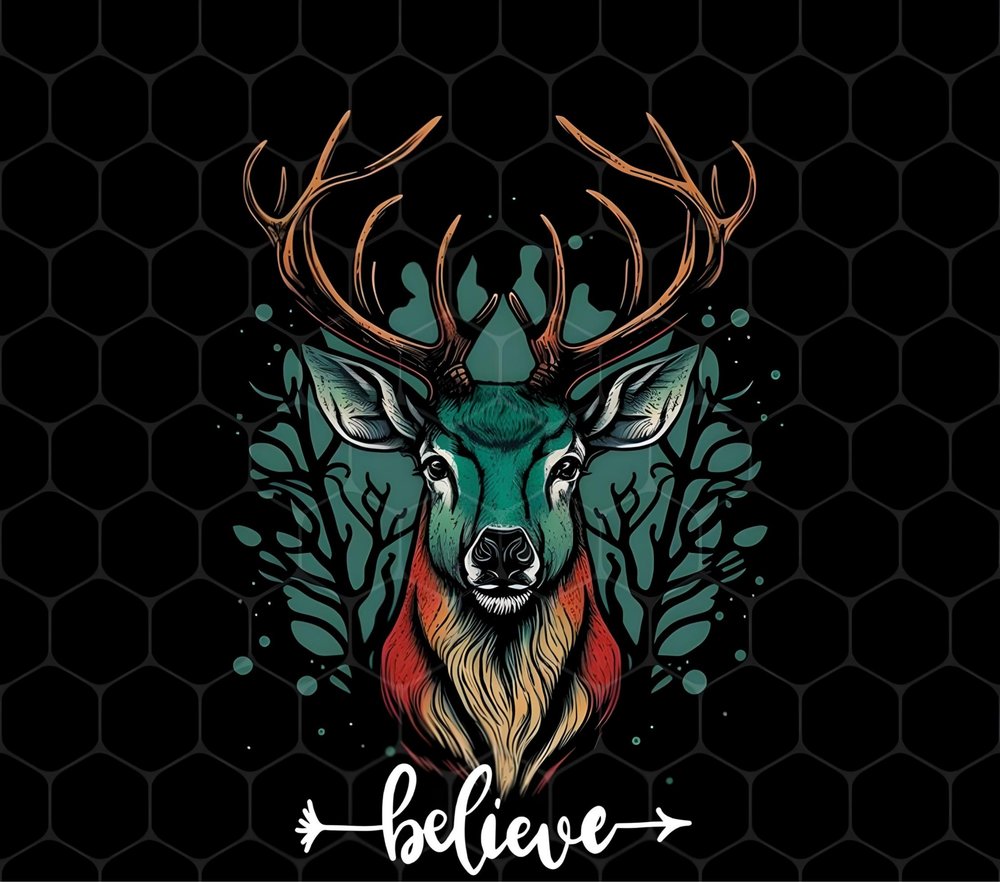 Mystical Deer Head Believe