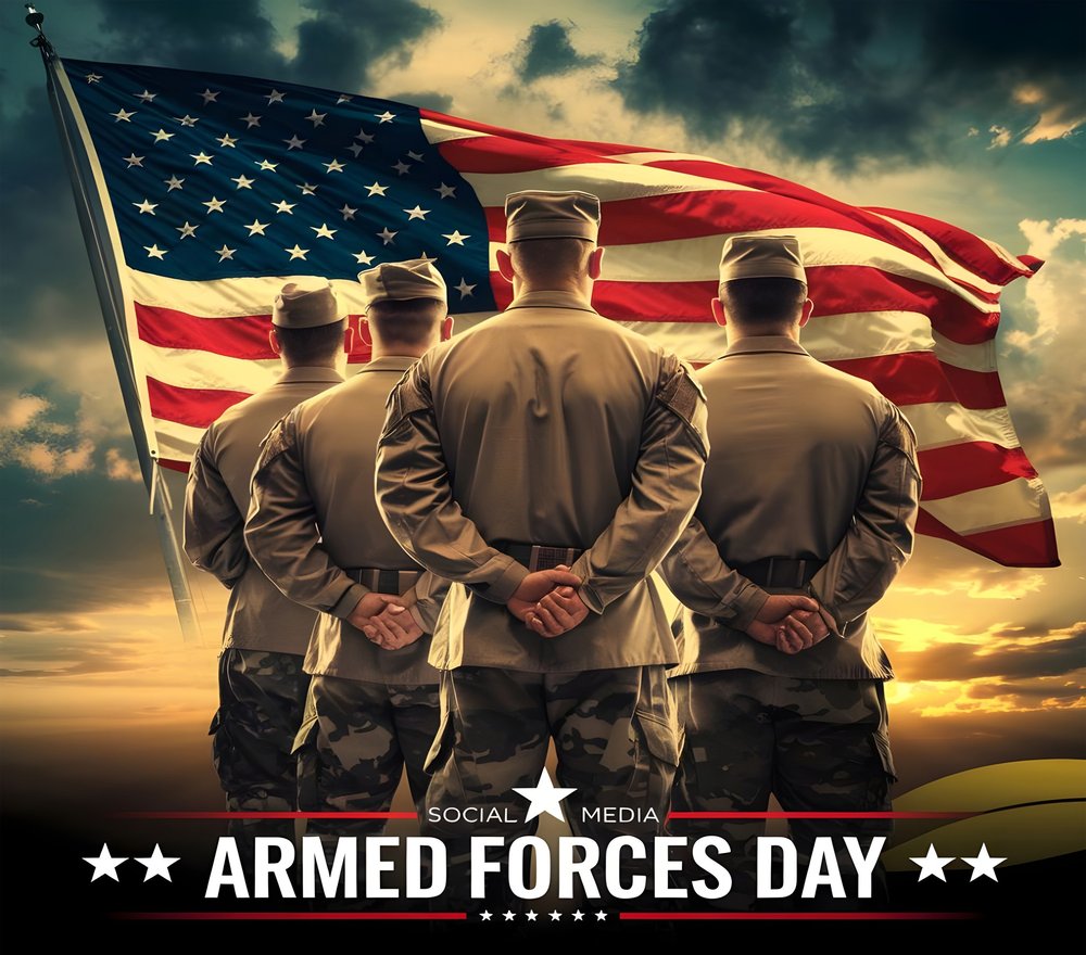 Armed Forces Day Soldiers and Flag