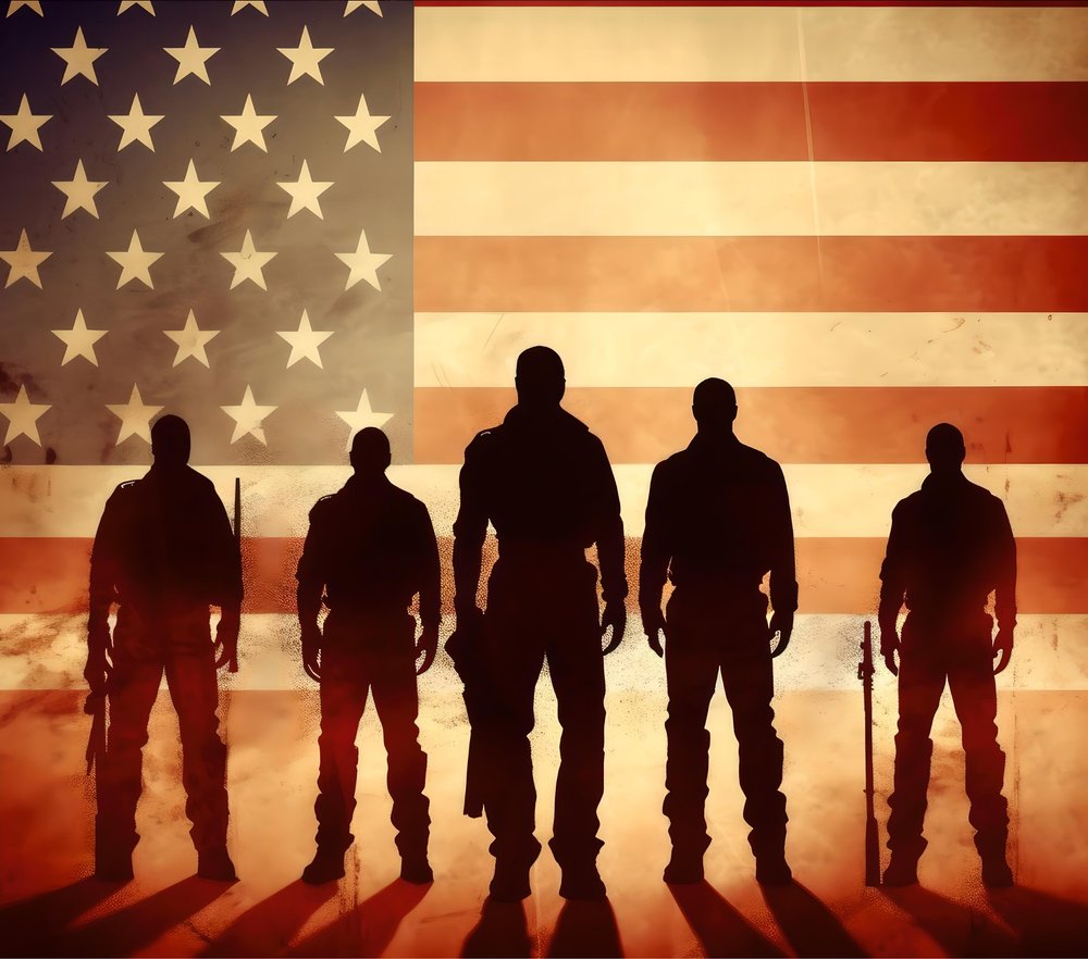 Soldiers American Flag Silhouette