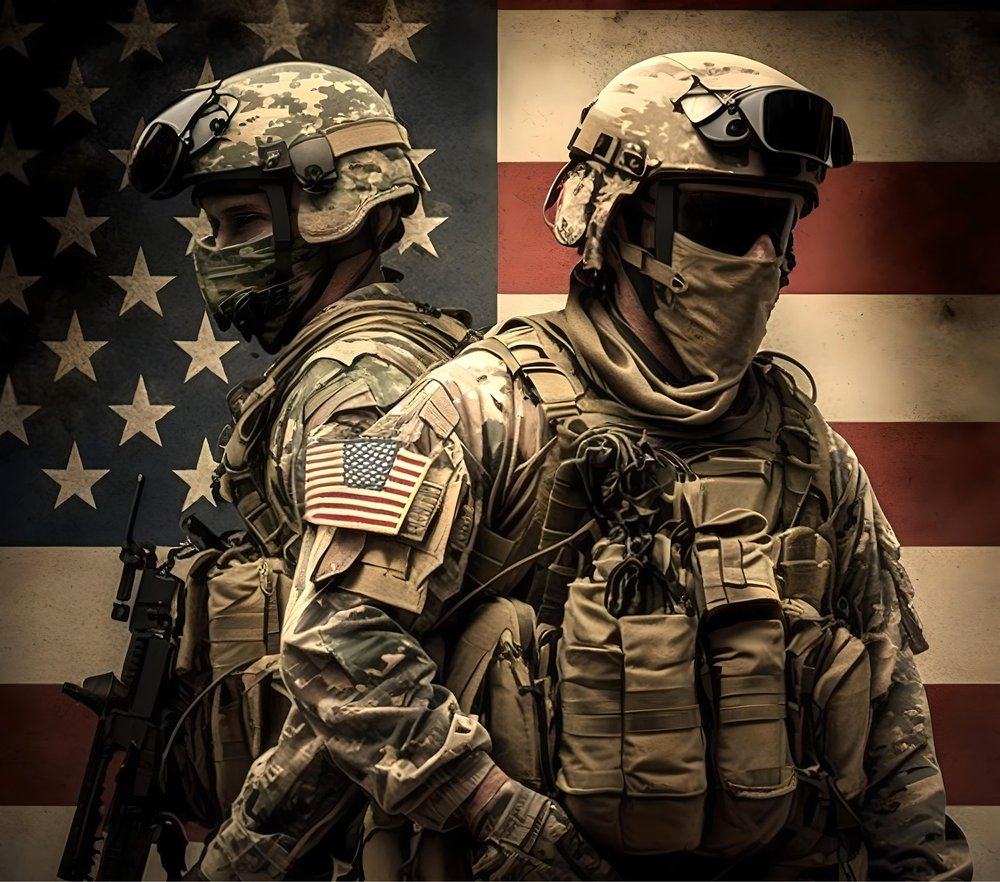 Tactical Soldiers American Flag