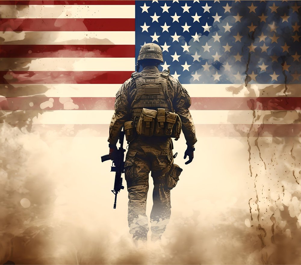 Patriotic American Soldier Flag