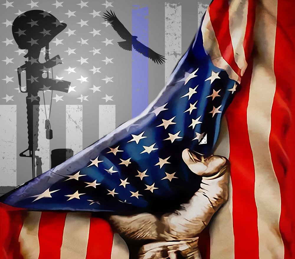 Patriotic Soldier Folding American Flag