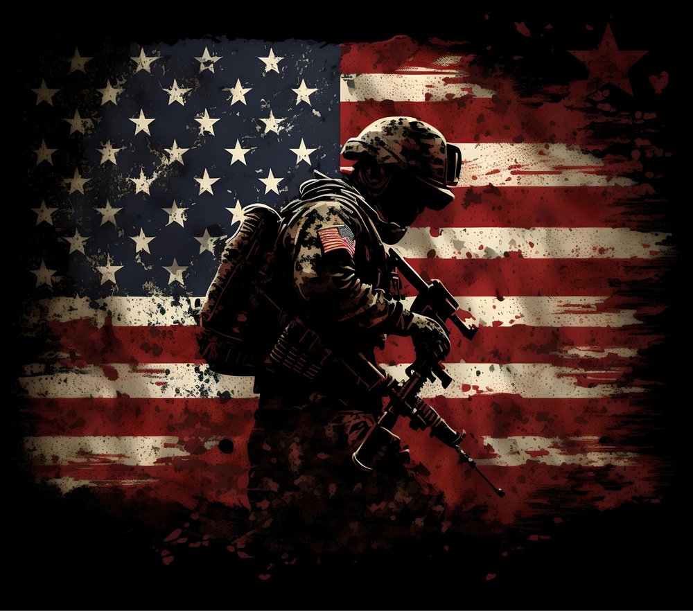 Soldier American Flag Distressed