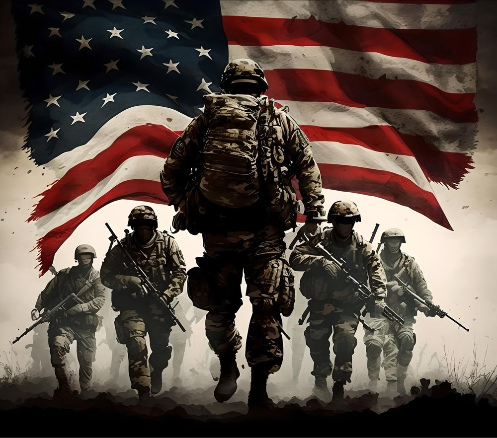 Patriotic Soldiers American Flag
