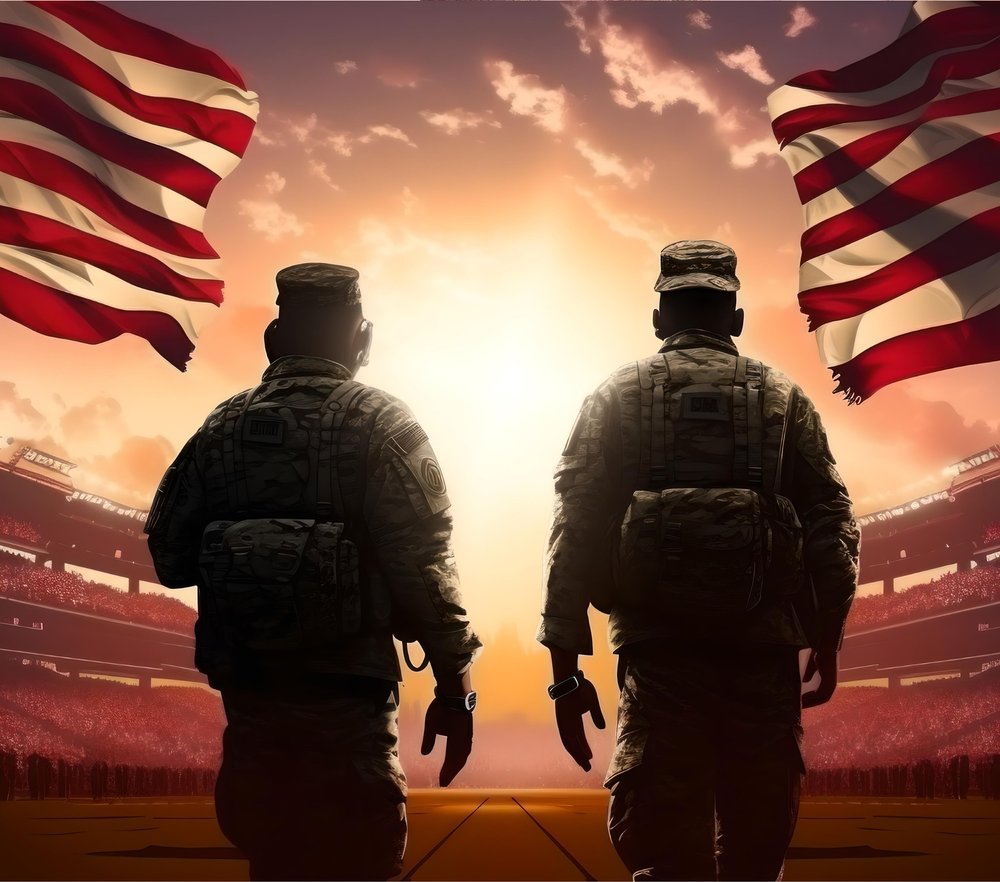 Soldiers At Stadium Patriotic